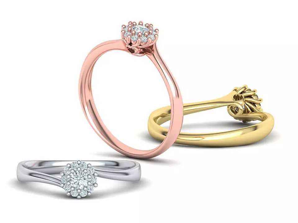 Engagement ring  Own design with 3mm centr stone 3D print model_0