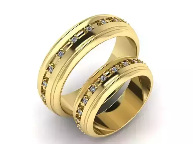 OBR-7 gold wedding rings with diamonds