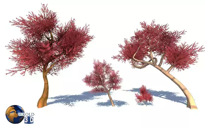 lowpoly color trees 3d model