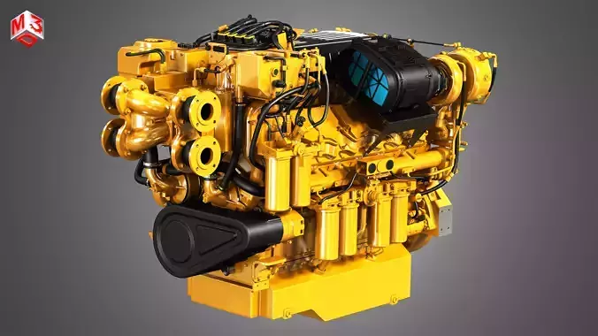C32 Acert Engine - V12 Industrial Diesel Engine  3D model