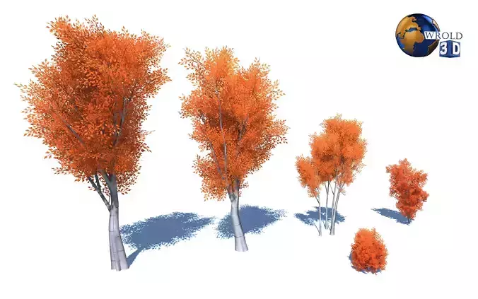 colorful trees stylize nature environment 3d model