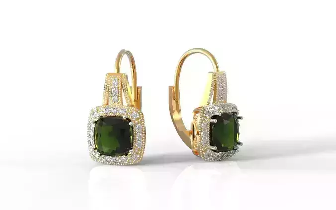 Earring with square cushion 