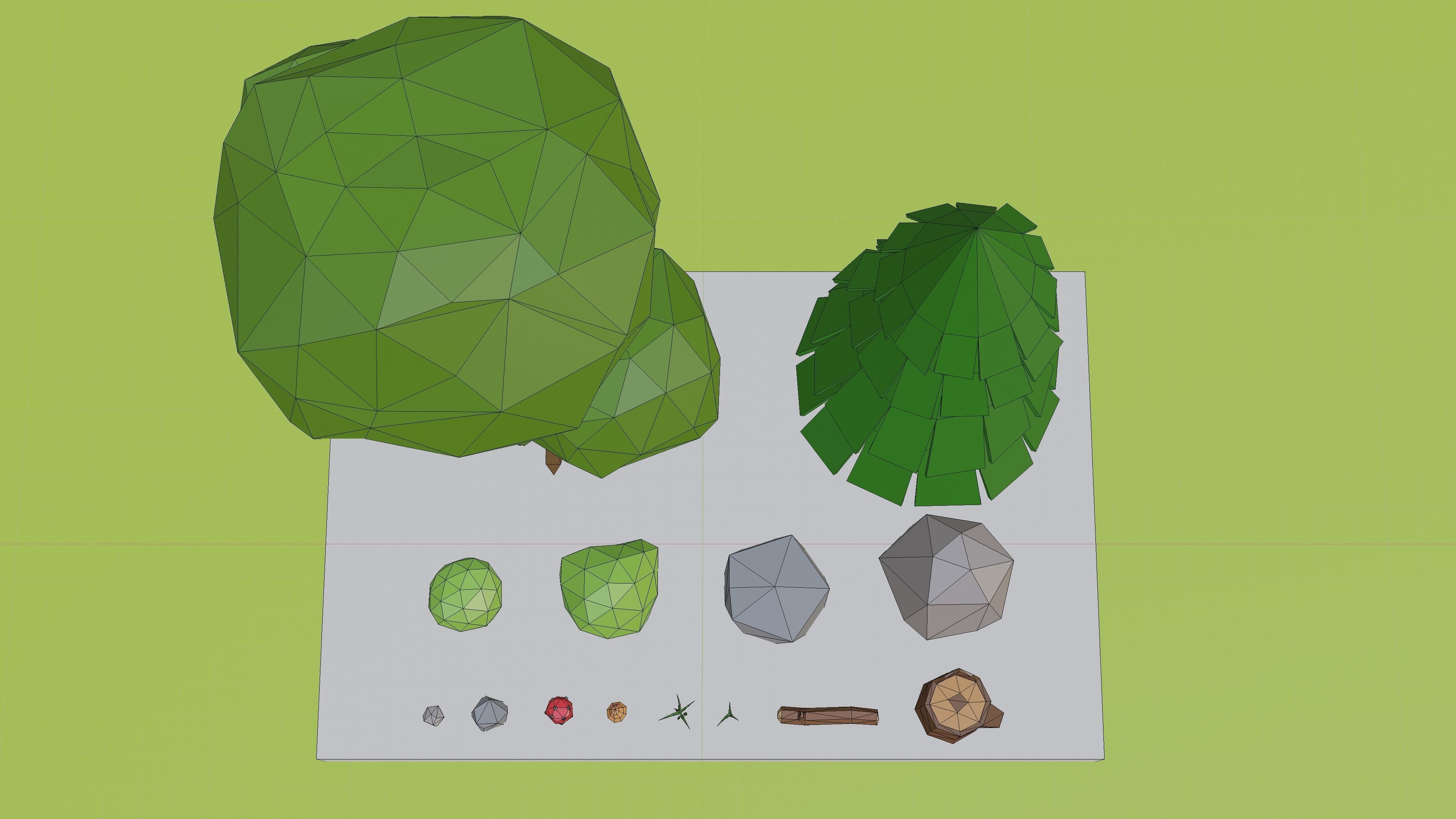 Low Poly Trees Grass and Rocks Lite Free low-poly 3D model_6