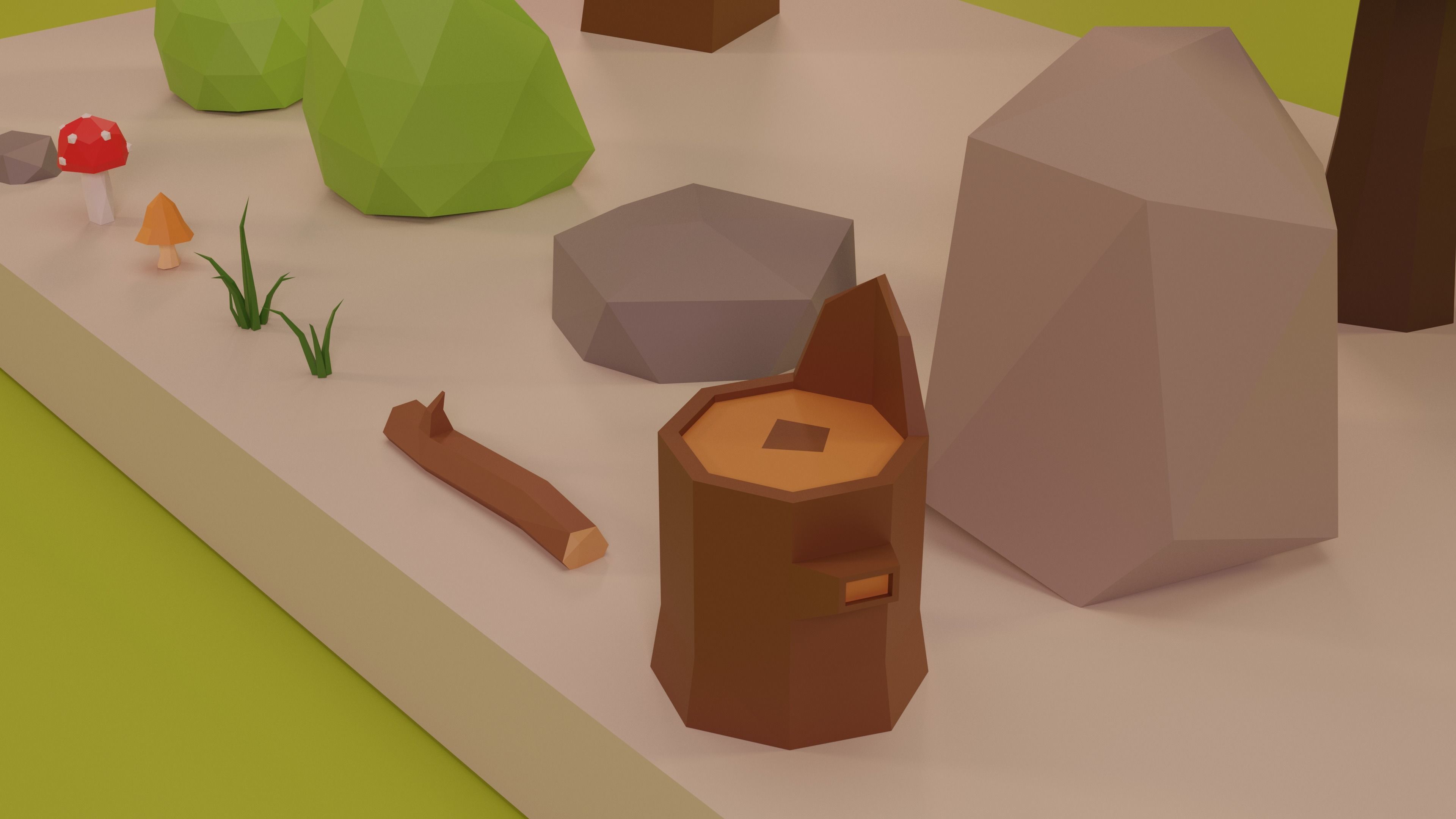 Low Poly Trees Grass and Rocks Lite Free low-poly 3D model_3