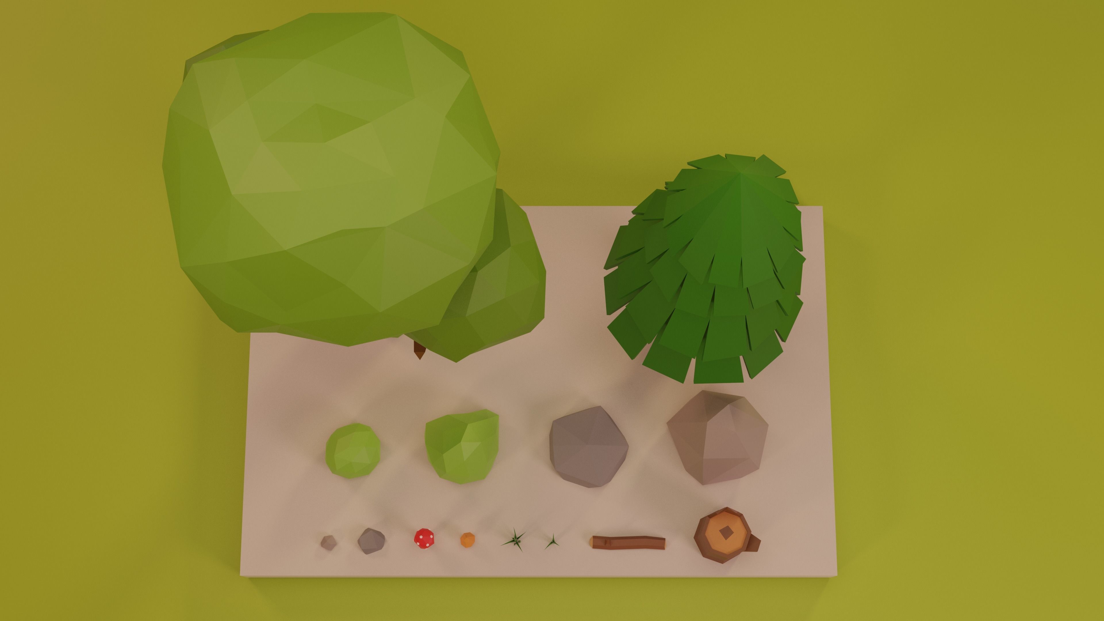 Low Poly Trees Grass and Rocks Lite Free low-poly 3D model_4