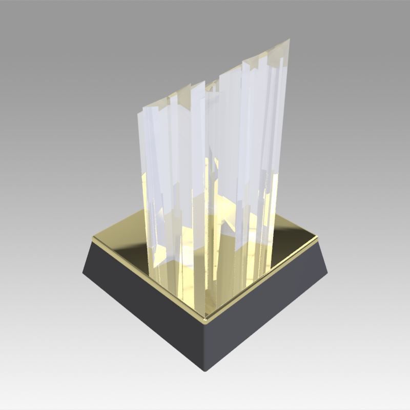 Award figurine Three Star gold 3D model_5