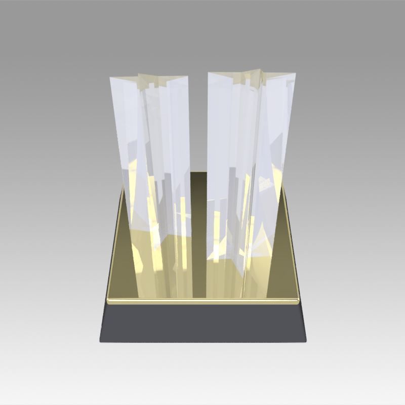 Award figurine Three Star gold 3D model_6