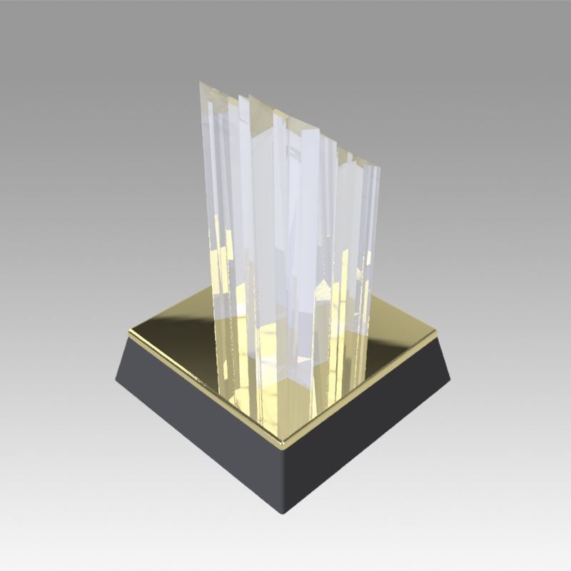 Award figurine Three Star gold 3D model_7