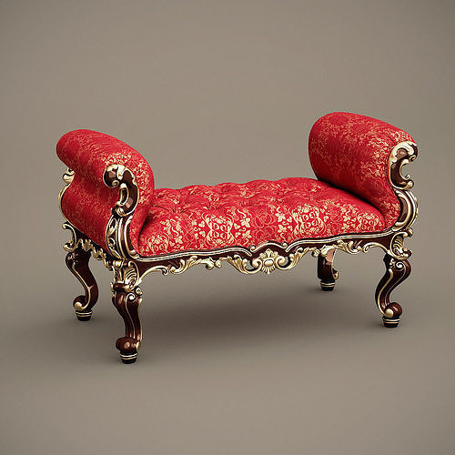 Fabulous and Baroque Banquette Absolom Roche Bench grande 3D model