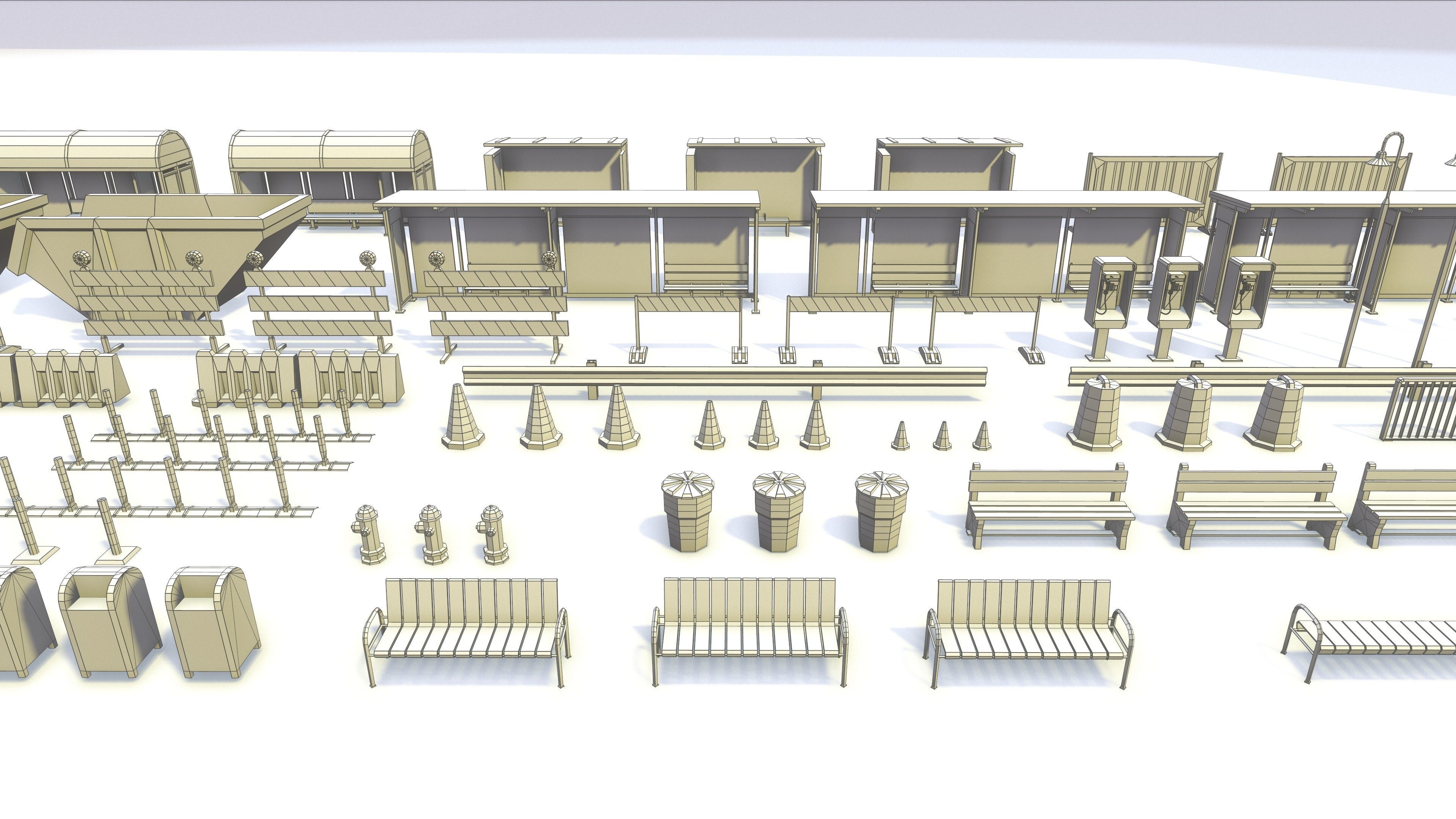 StreetSide PROPS - Low Poly Assets Low-poly 3D model Low-poly 3D model_14