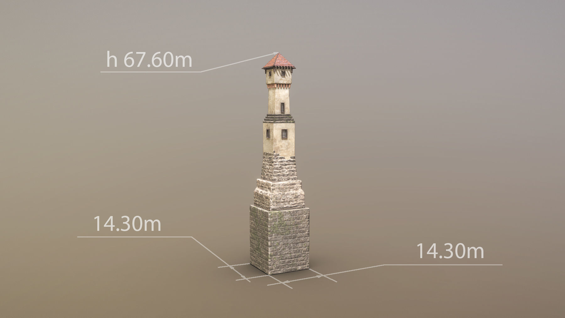 Medieval DRAGON Tower 02 Low-poly 3D model_9
