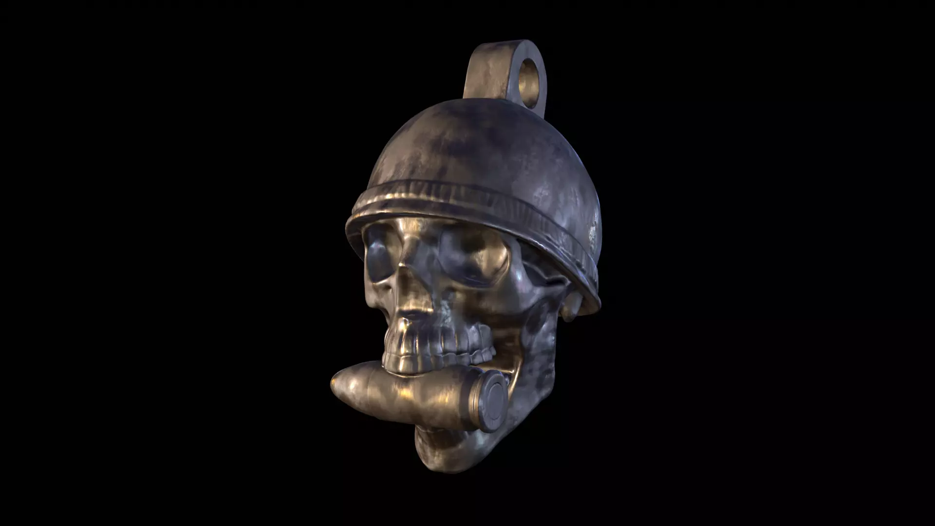 Skull with Bullet Pendant 3D print model