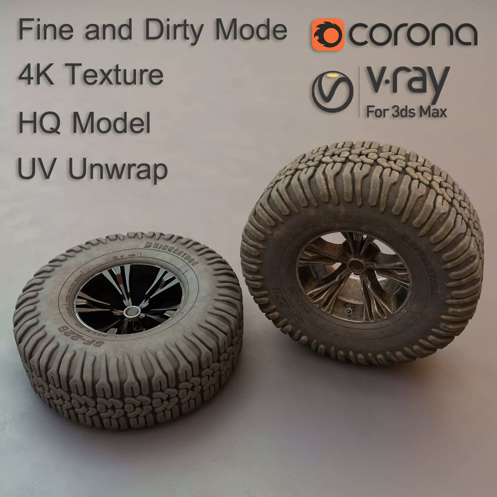 Off-road tire and wheel Free 3D model
