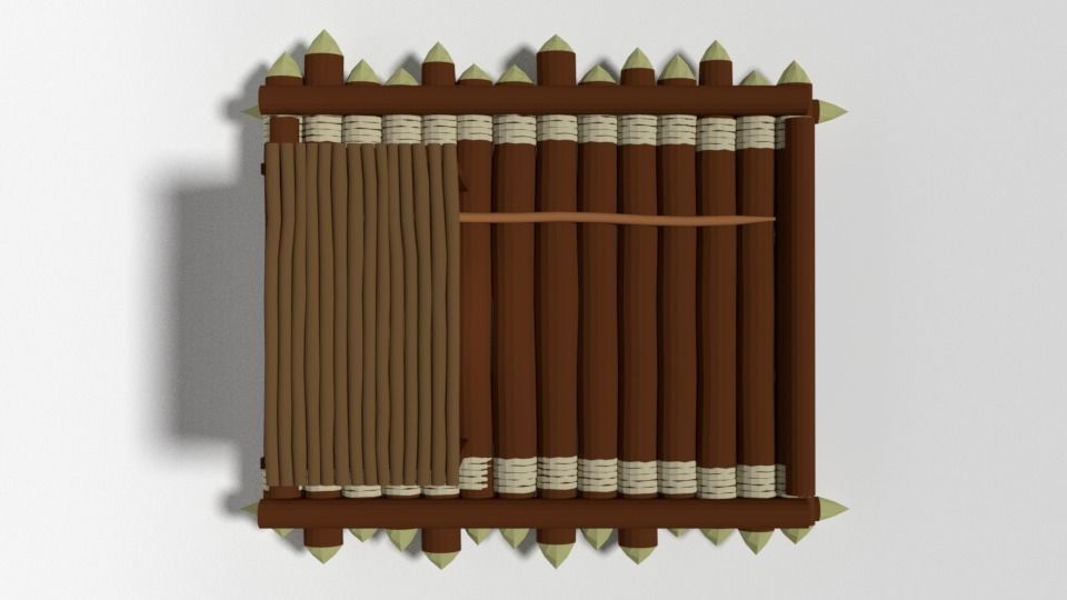 Low Poly Cartoon Wooden Raft Low-poly 3D model_8