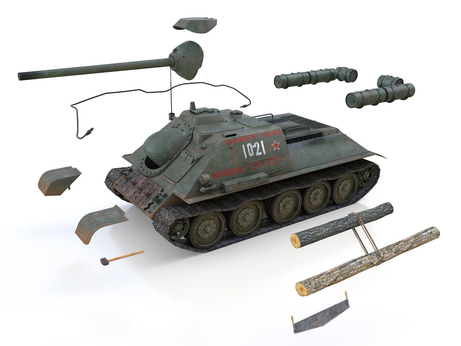 SU-85 - 1021 3D model_11