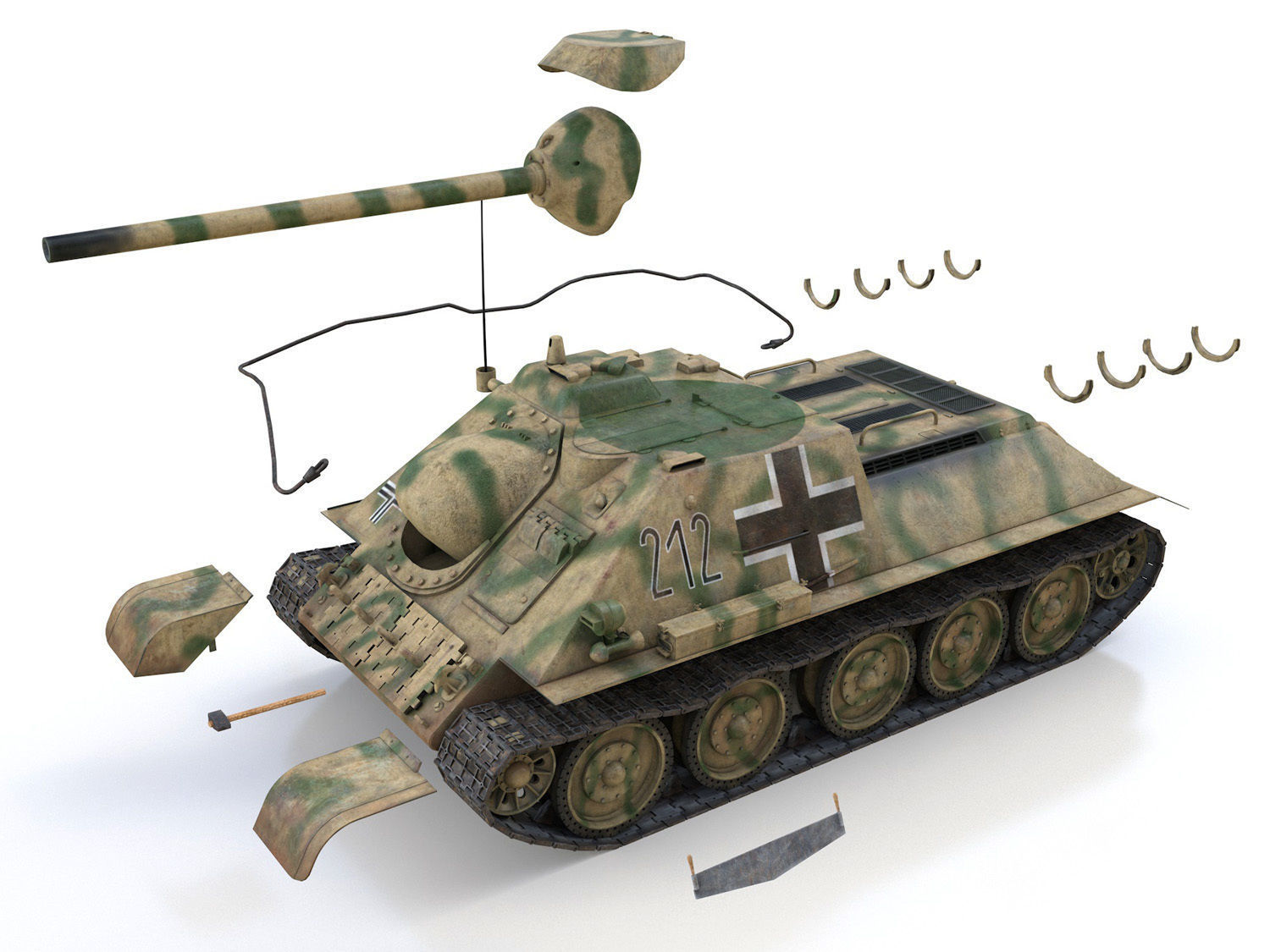 Jagdpanzer SU-85R - 212 - 23 Panzer Division  3D model_10