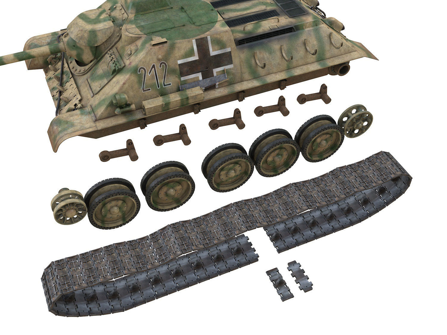 Jagdpanzer SU-85R - 212 - 23 Panzer Division  3D model_11