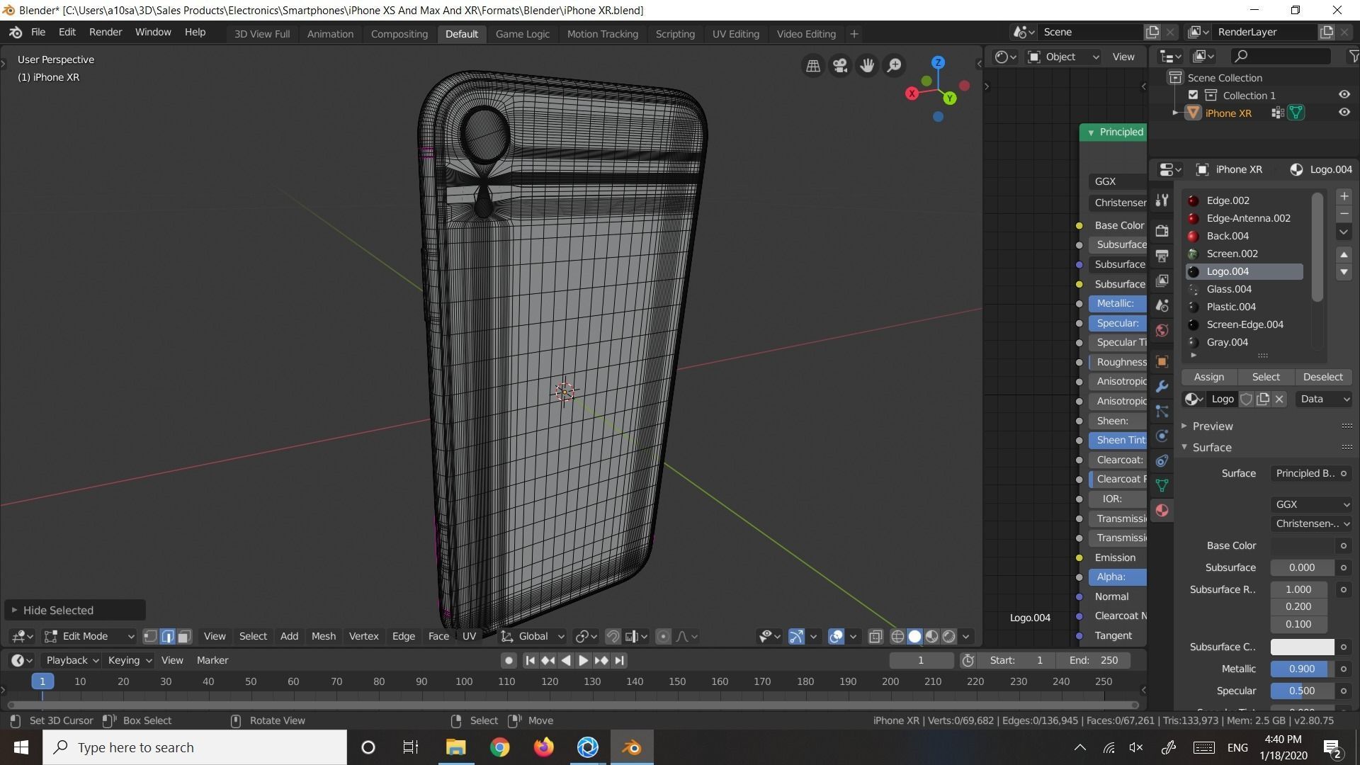Apple iPhone XR In All Official DImensions and Colors Free low-poly 3D model_8