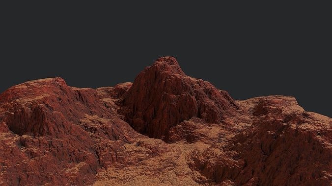 Tileable red mars rocky landscape environment Low-poly 3D model