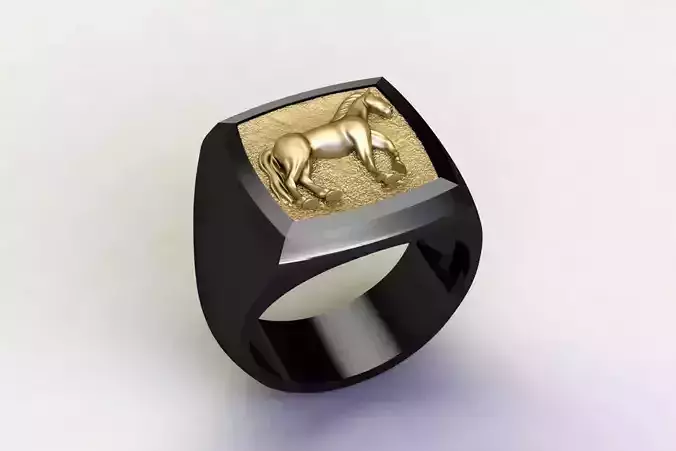 Horse Signet Hollow Rings in EU Sizes