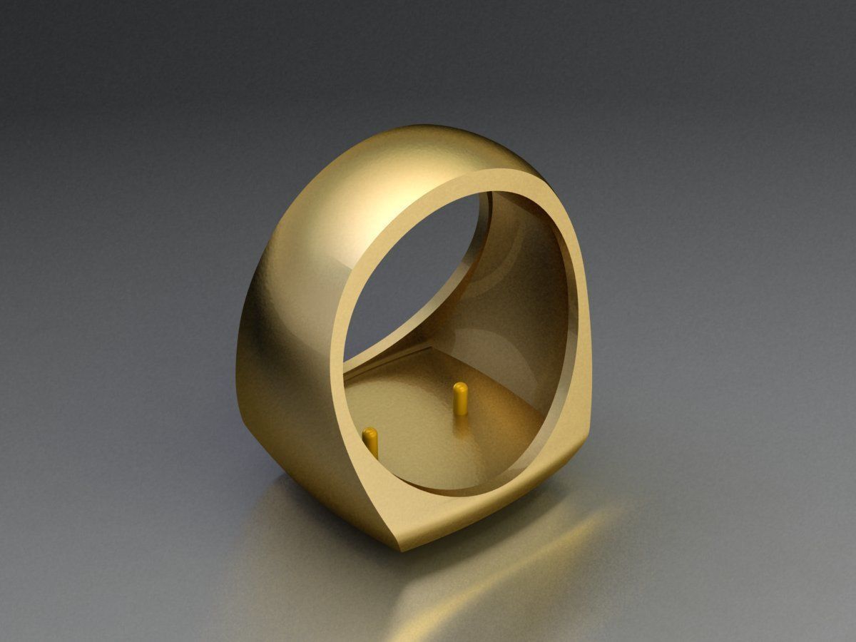 Horse Signet Hollow Rings in EU Sizes 3D print model_5