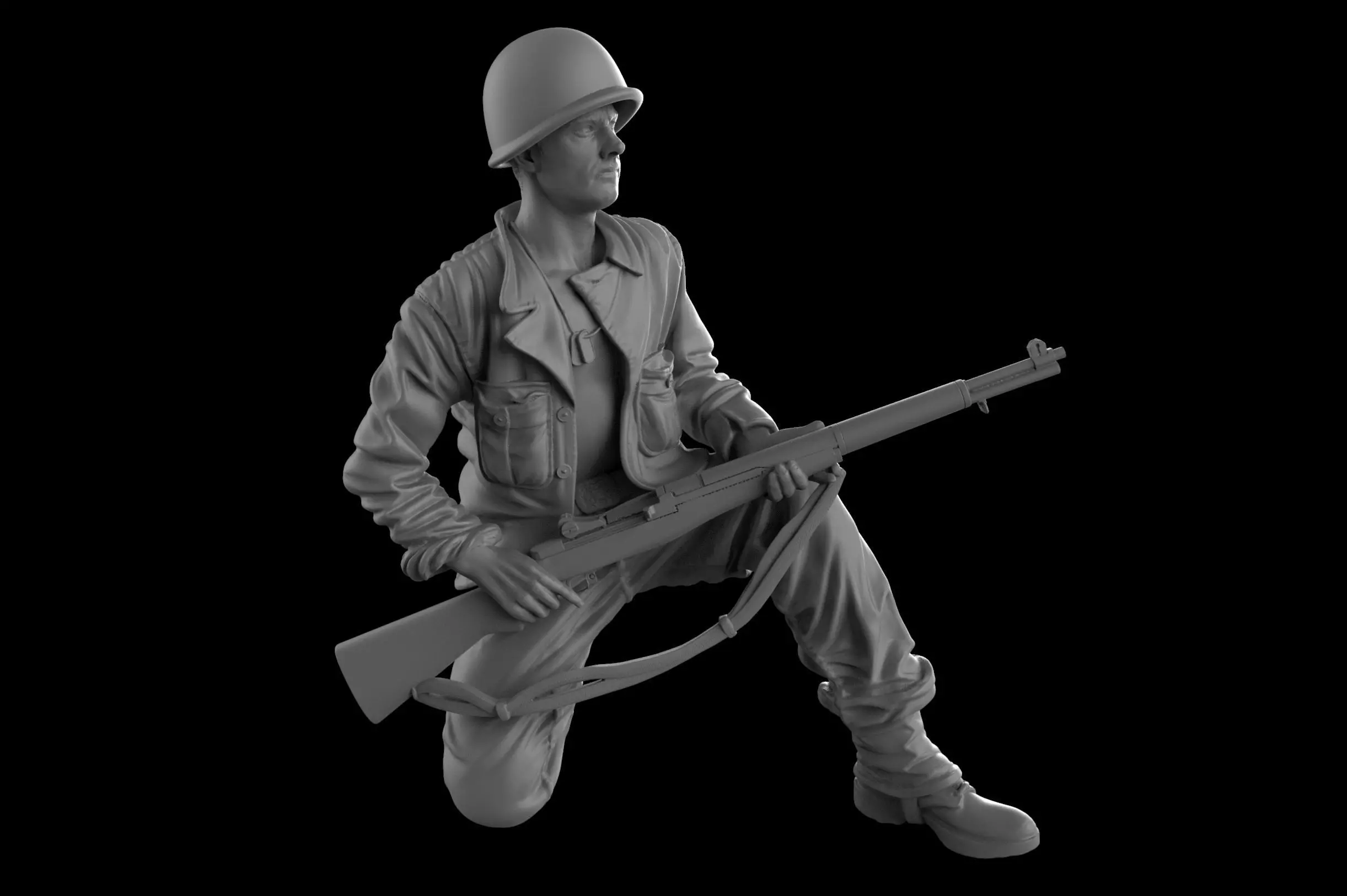 USA Soldier with rifle 1930 16 35 3D print model