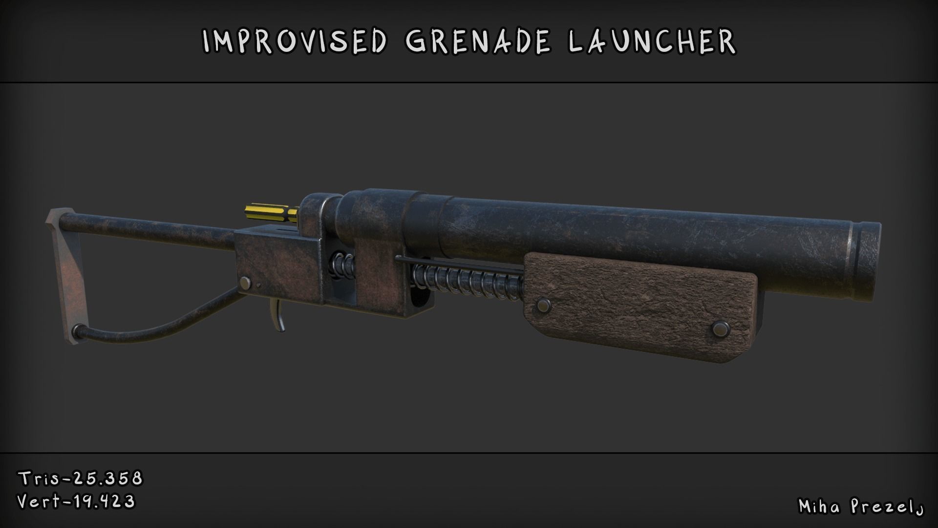 Improvised grenade launcher Low-poly 3D model_3