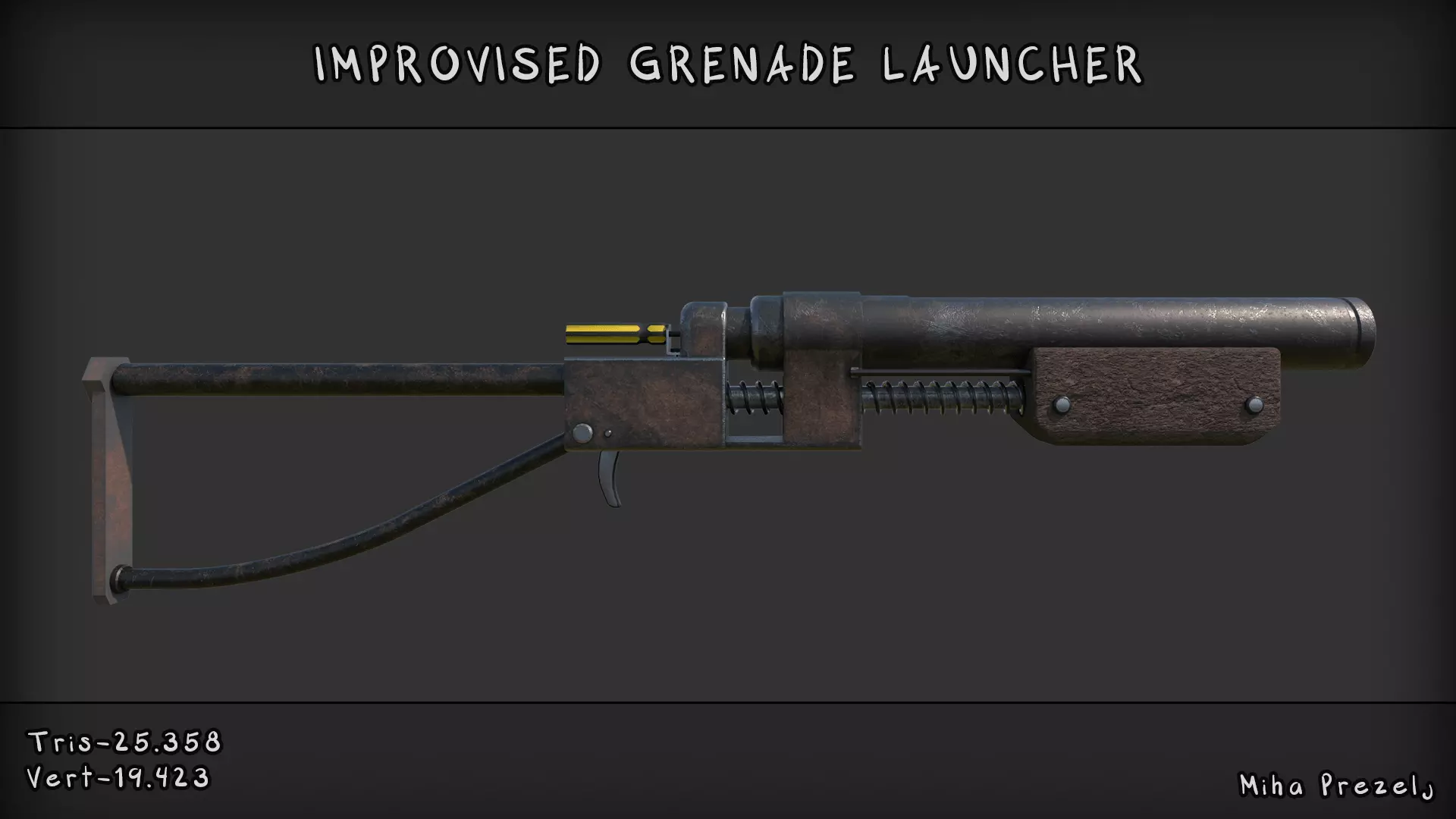 Improvised grenade launcher Low-poly 3D model_0