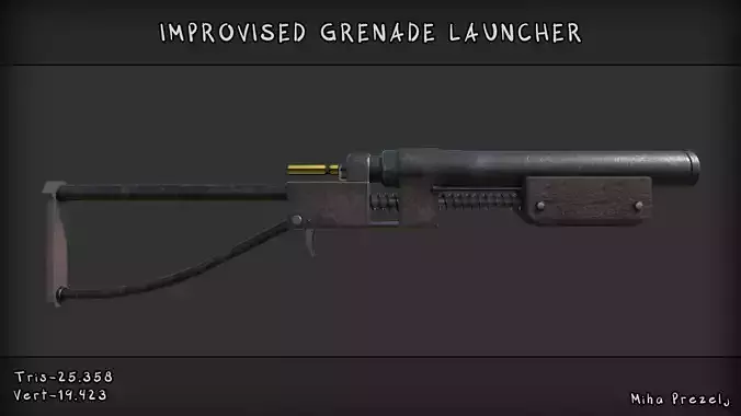 Improvised grenade launcher Low-poly 3D model