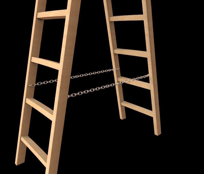 Wooden Stepladder Low-poly 3D model_4