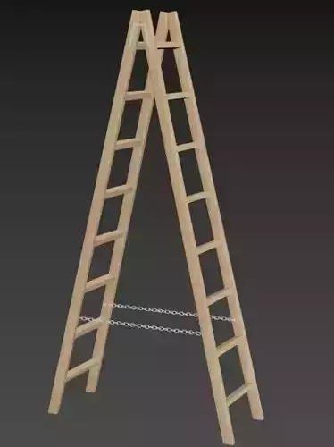 Wooden Stepladder Low-poly 3D model