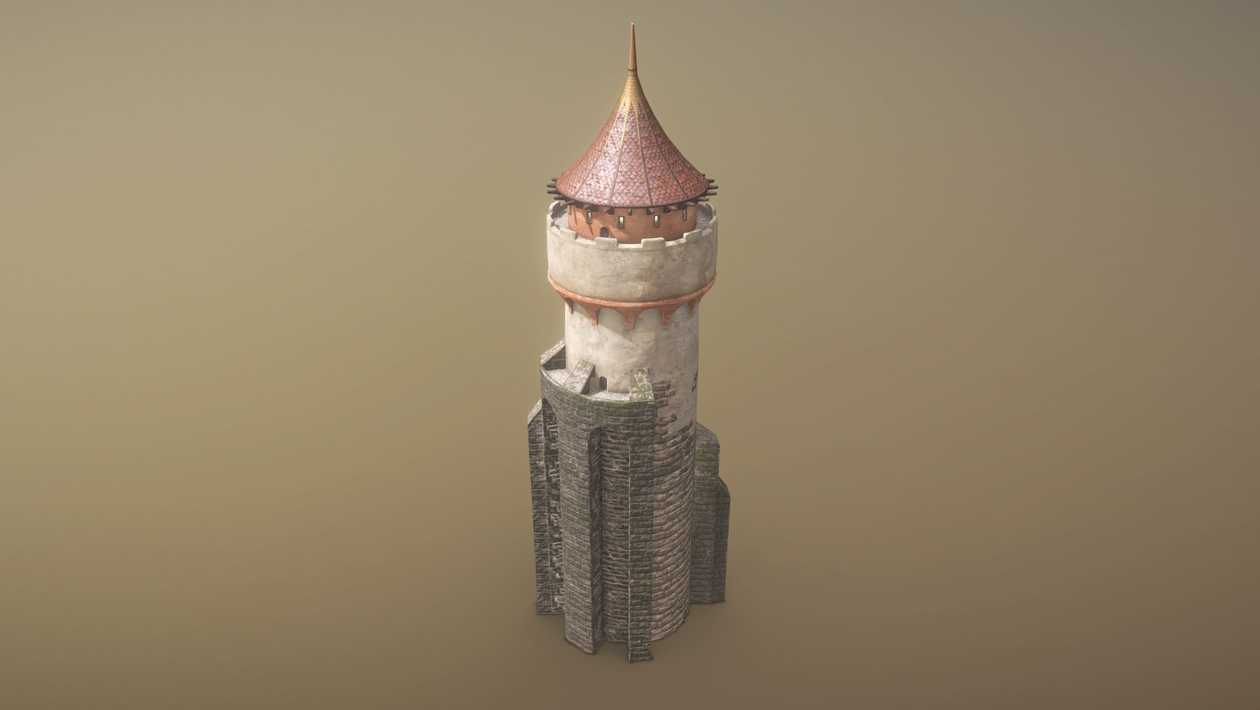 Medieval DRAGON Tower 03 Low-poly 3D model_6