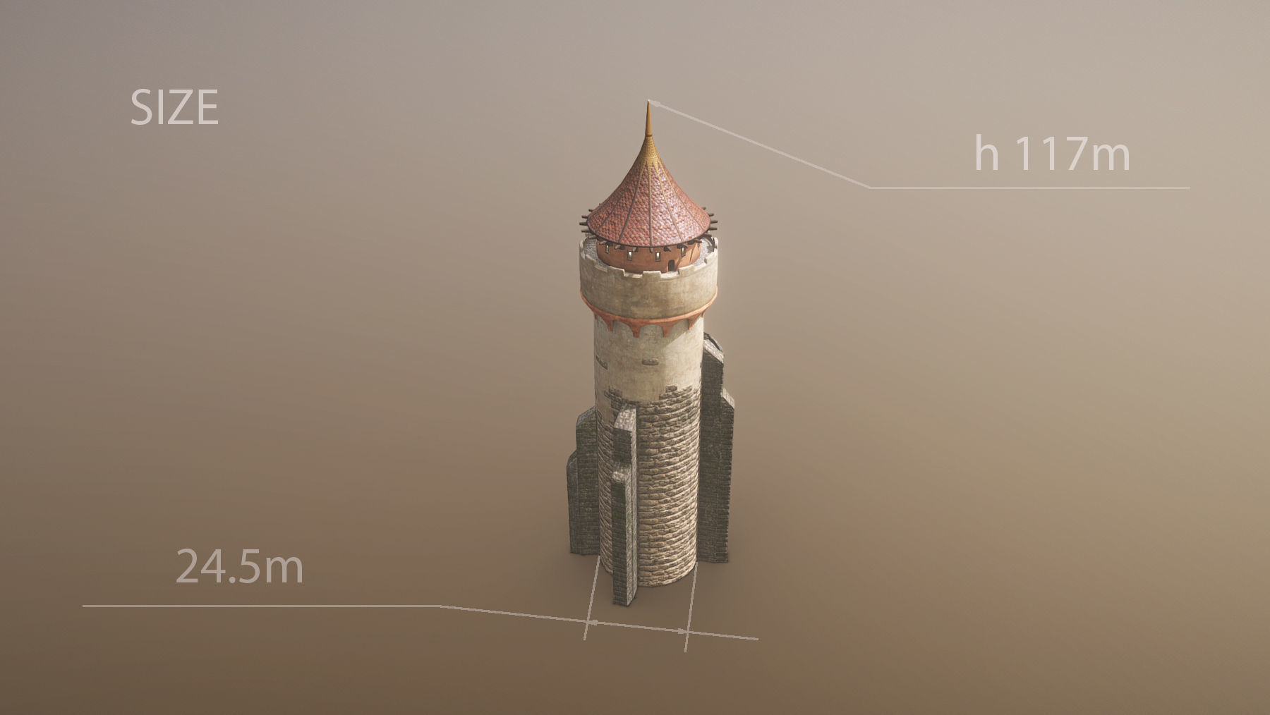 Medieval DRAGON Tower 03 Low-poly 3D model_8