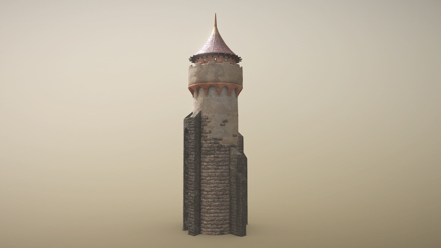 Medieval DRAGON Tower 03 Low-poly 3D model_5