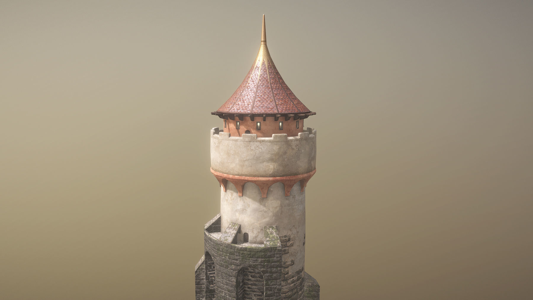 Medieval DRAGON Tower 03 Low-poly 3D model_1