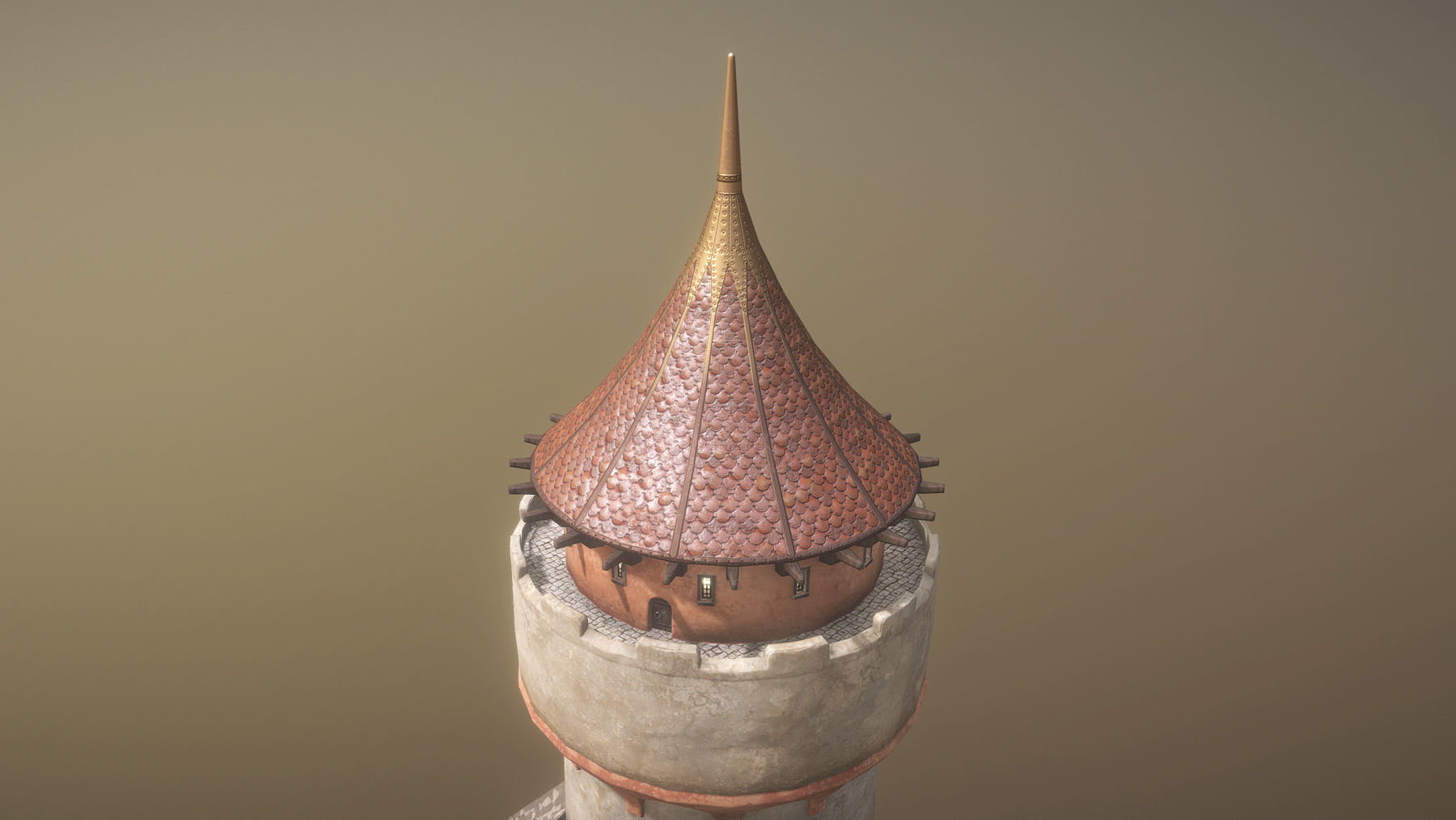 Medieval DRAGON Tower 03 Low-poly 3D model_9