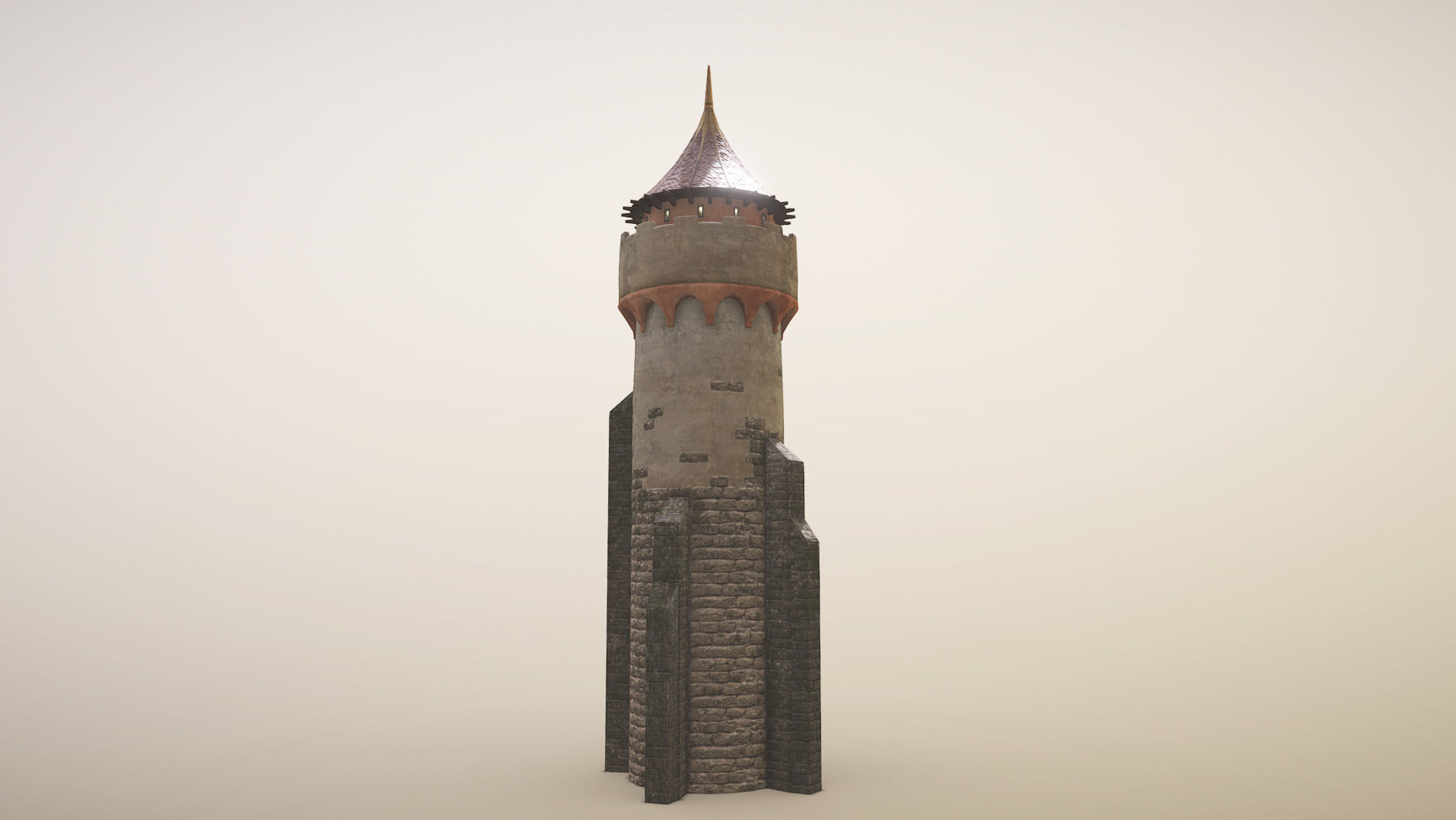 Medieval DRAGON Tower 03 Low-poly 3D model_4