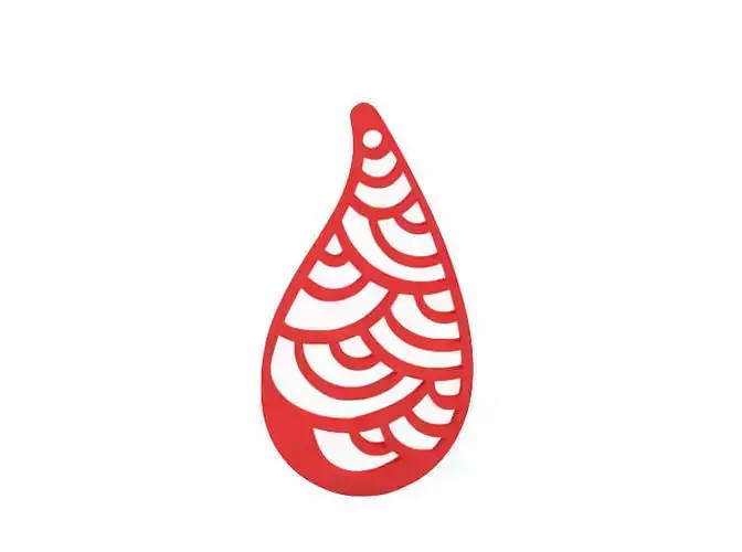 Earring drop with swirls 3D print model