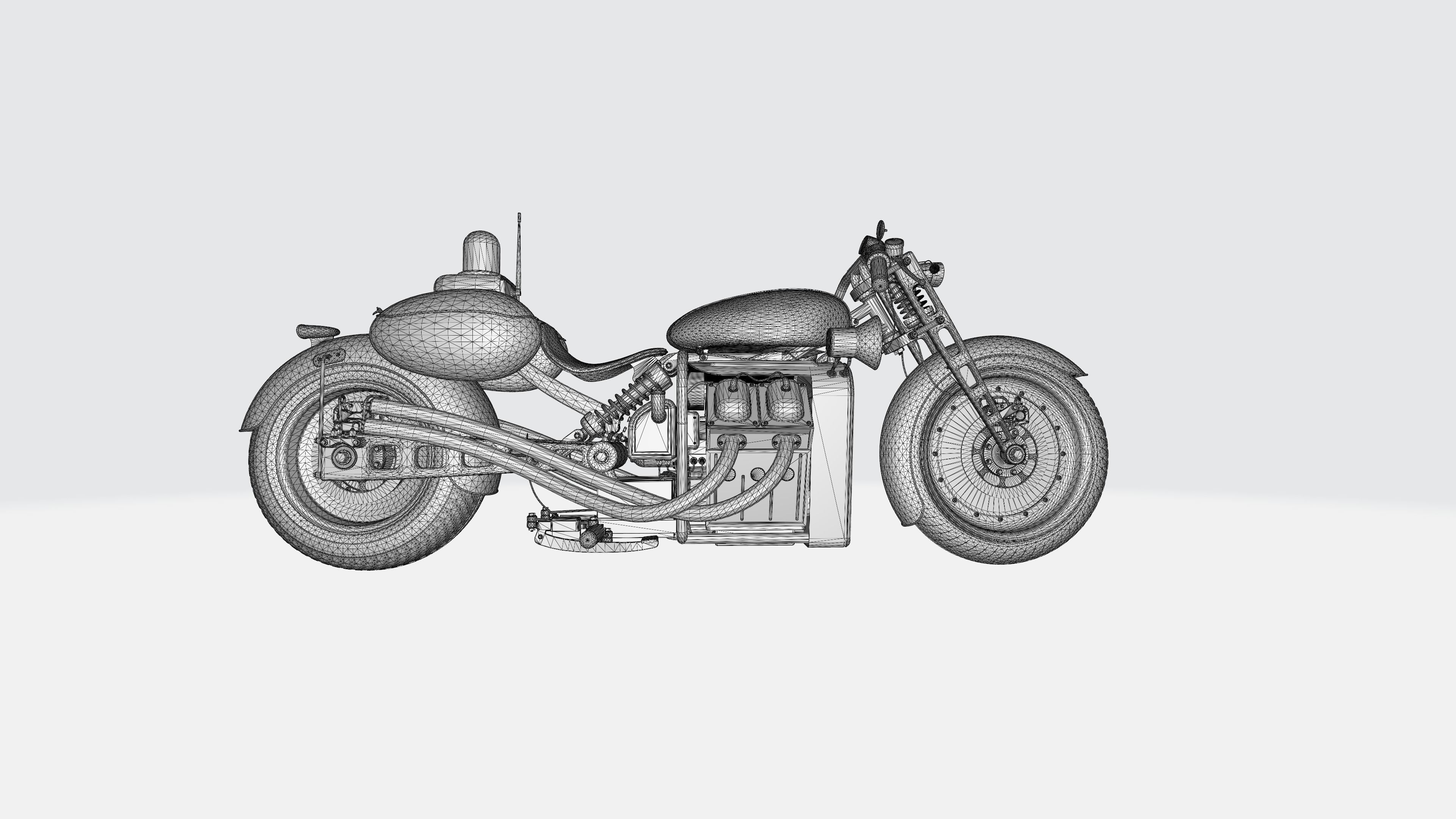 Harley inspired police motorbike 3D model_6