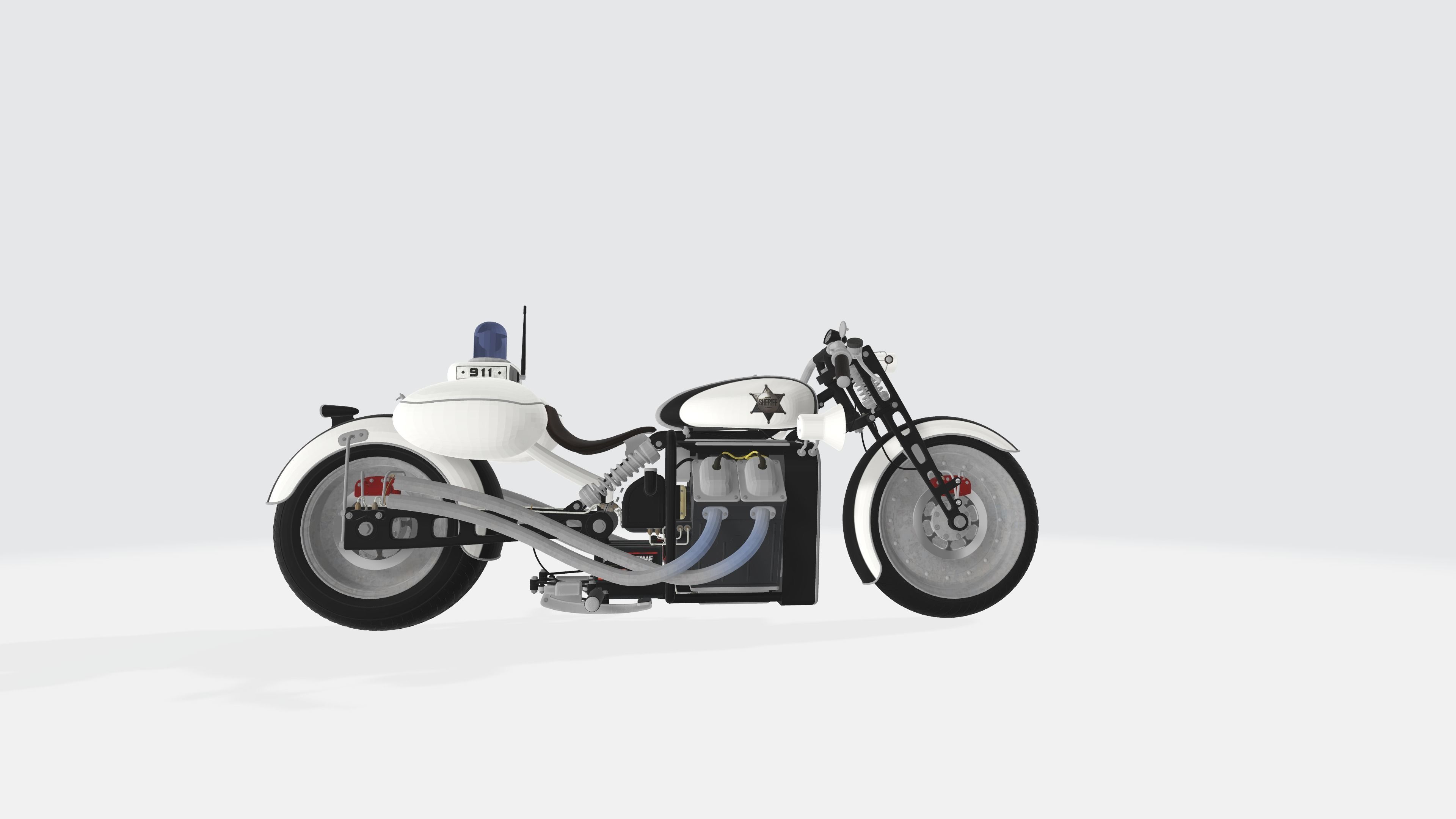 Harley inspired police motorbike 3D model_3