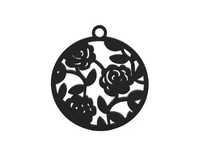 Earring pendant with roses 3D print model_0