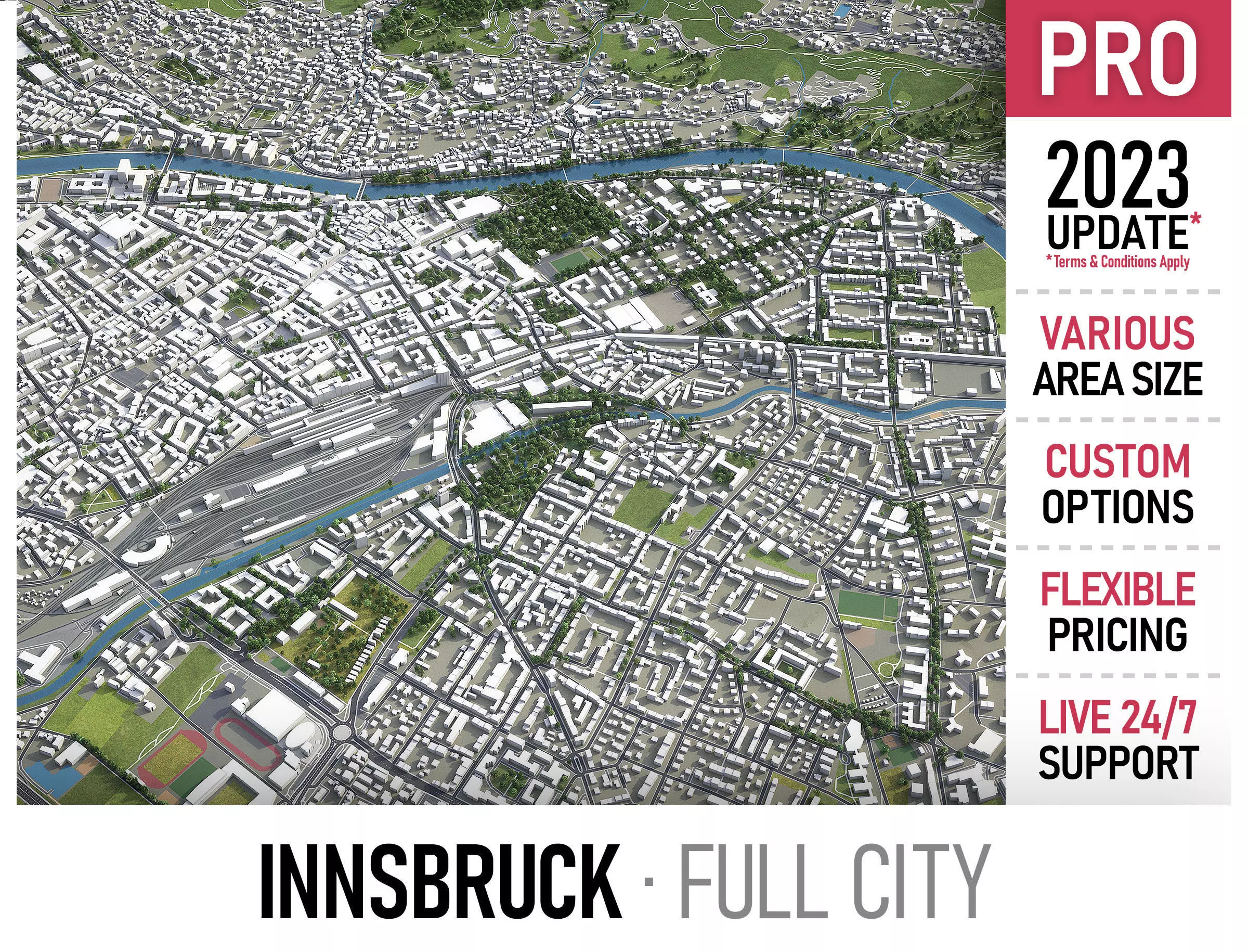 Innsbruck - 3D City Model Low-poly 3D model_0
