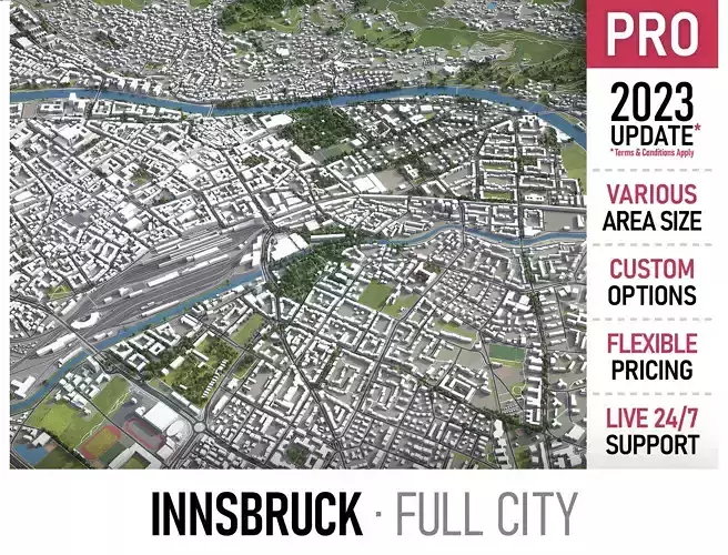 Innsbruck - 3D City Model Low-poly 3D model