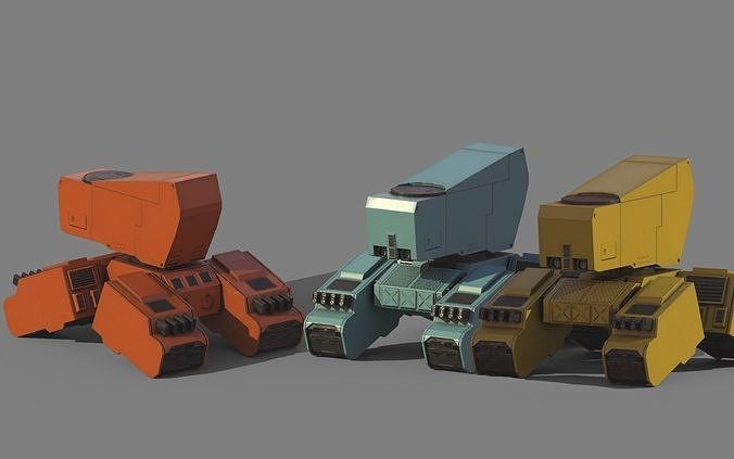 Robot tank Low-poly 3D model