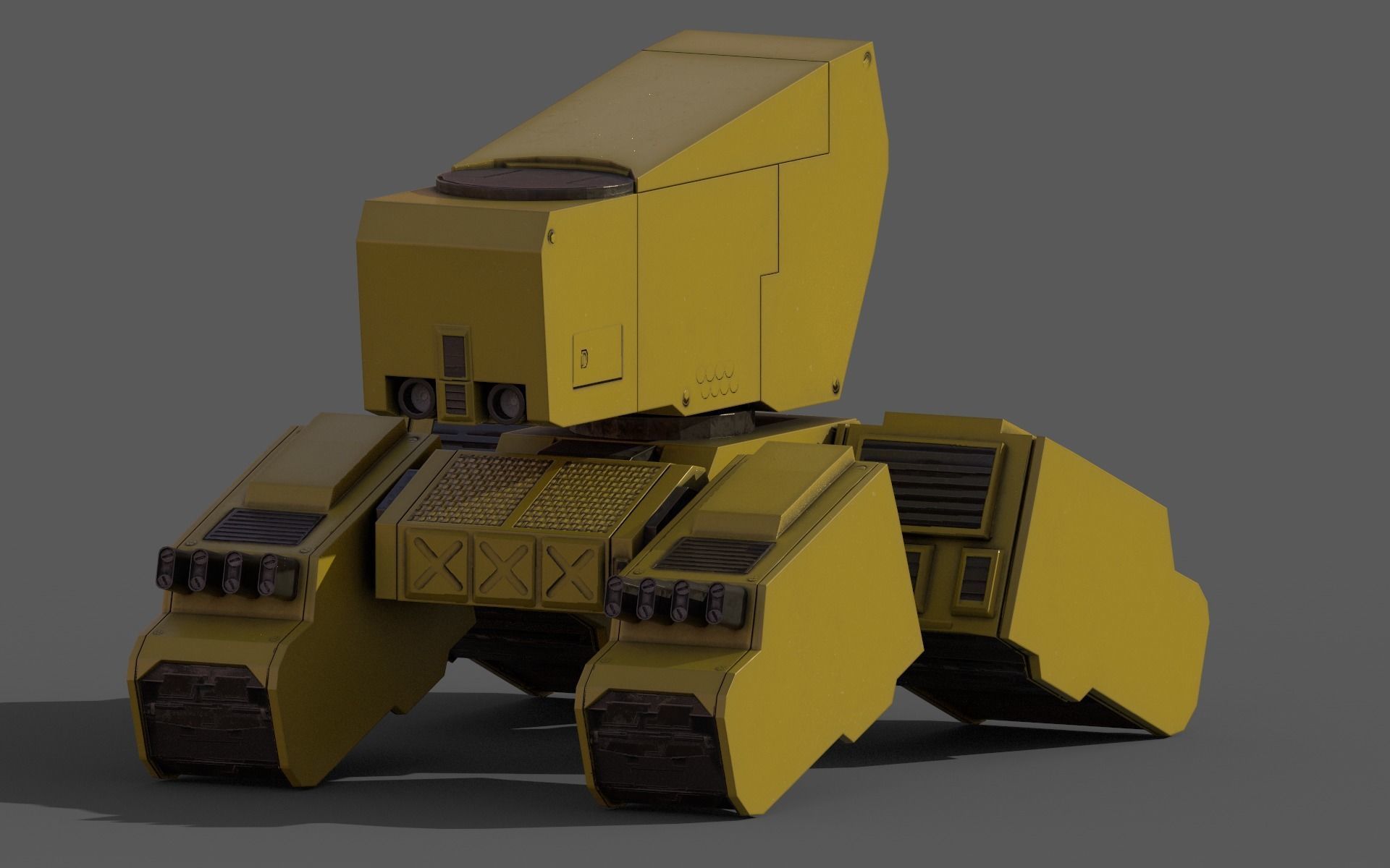 Robot tank Low-poly 3D model_2