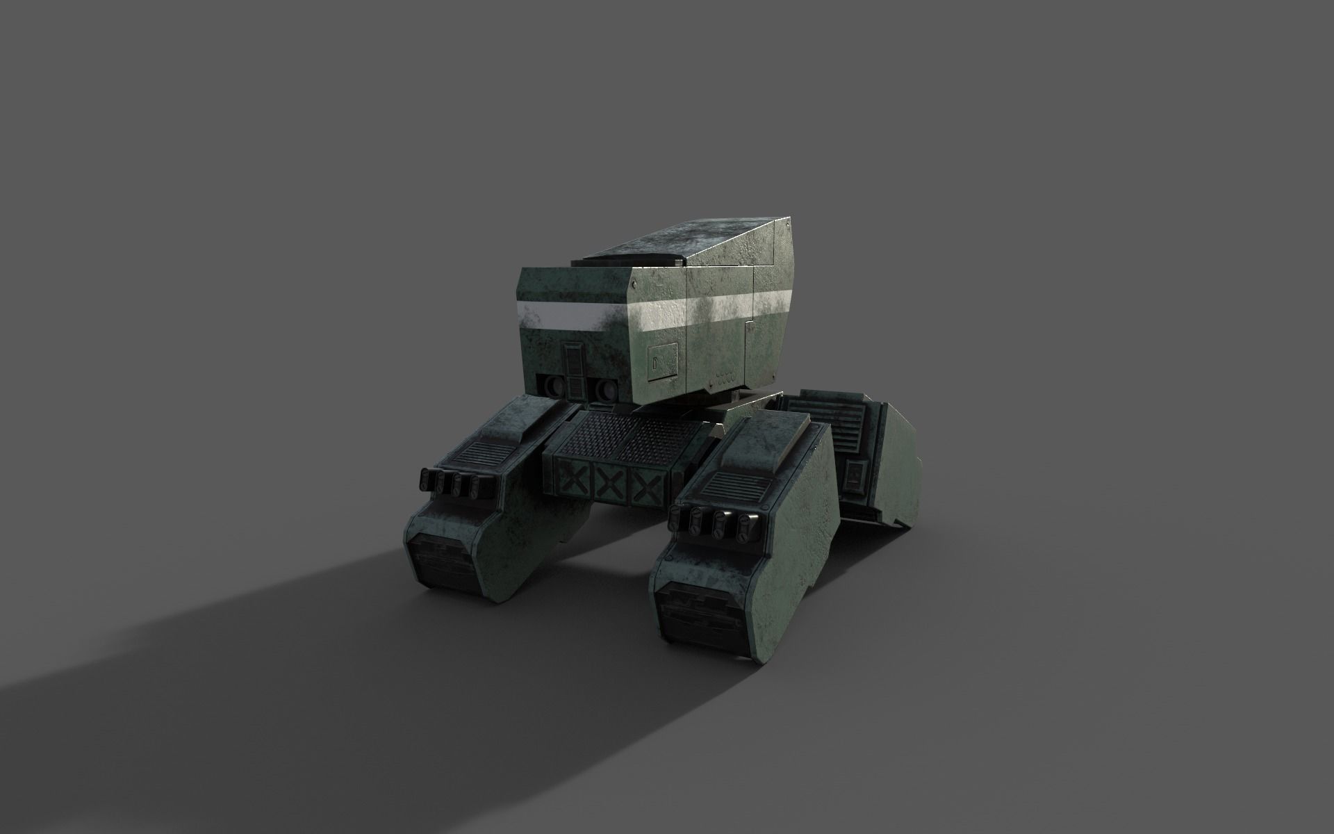 Robot tank Low-poly 3D model_4