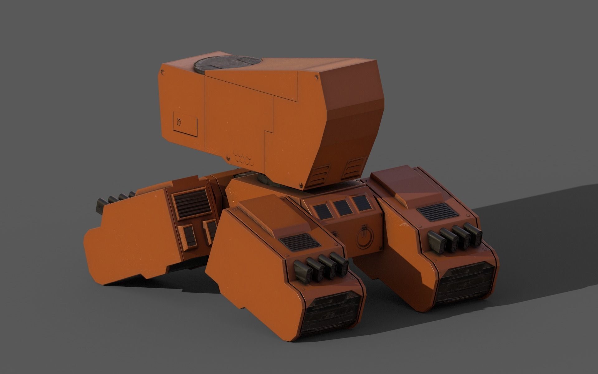 Robot tank Low-poly 3D model_3