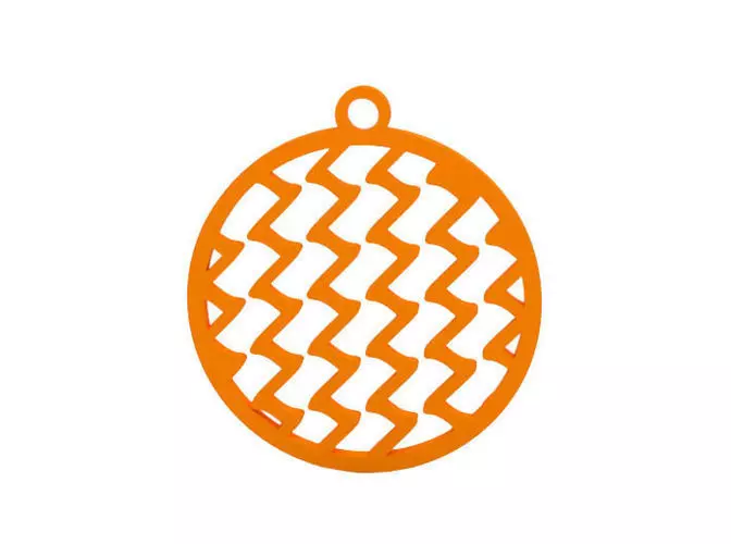 Earring orange ornament with zigzag pattern 3D print model_0