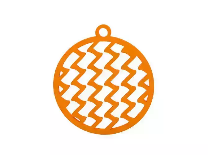 Earring orange ornament with zigzag pattern