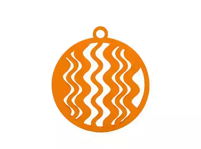 Earring orange christmas ornament with wavy lines